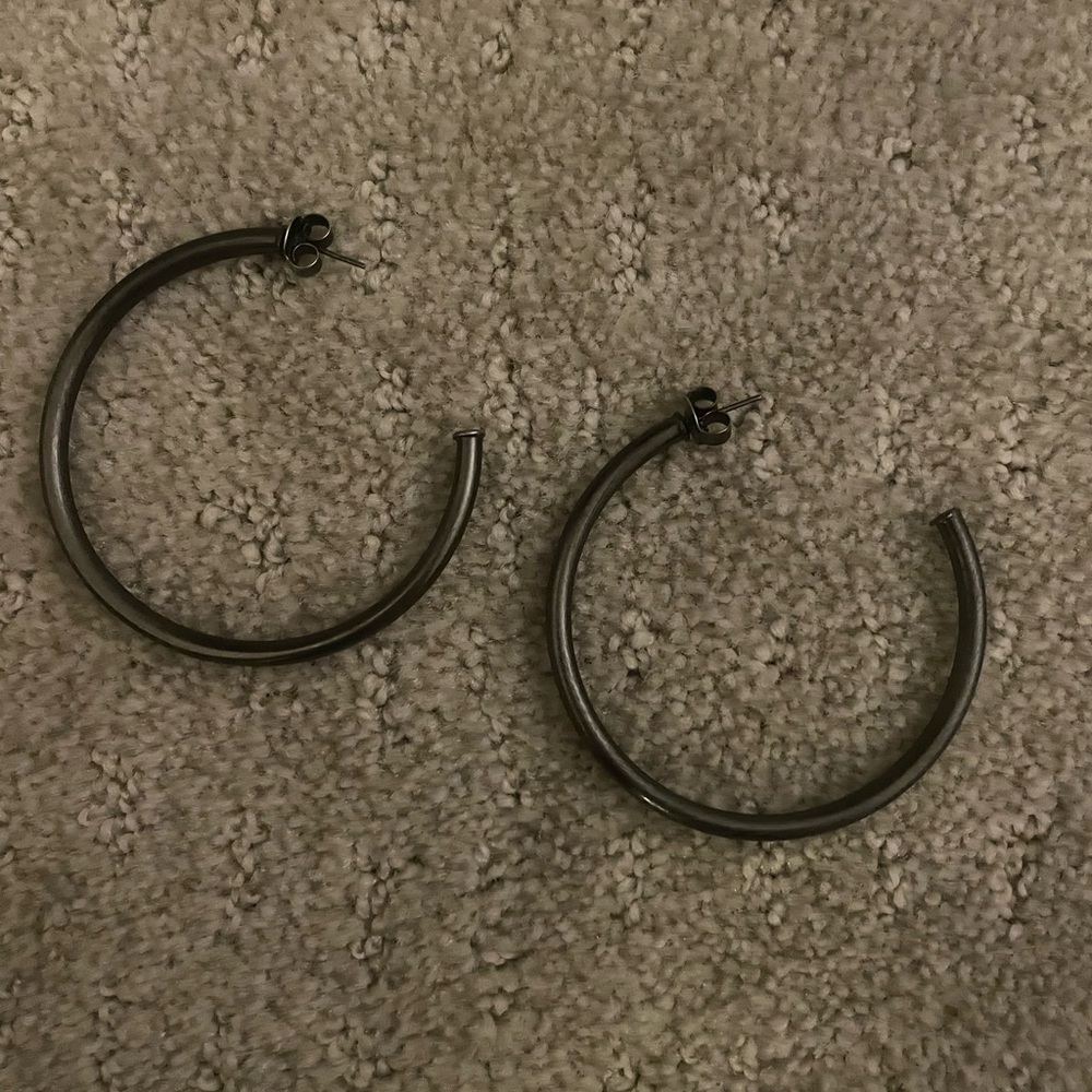 Shelia Faji Everybody’s Favorite Polished Gun Metal Hoops